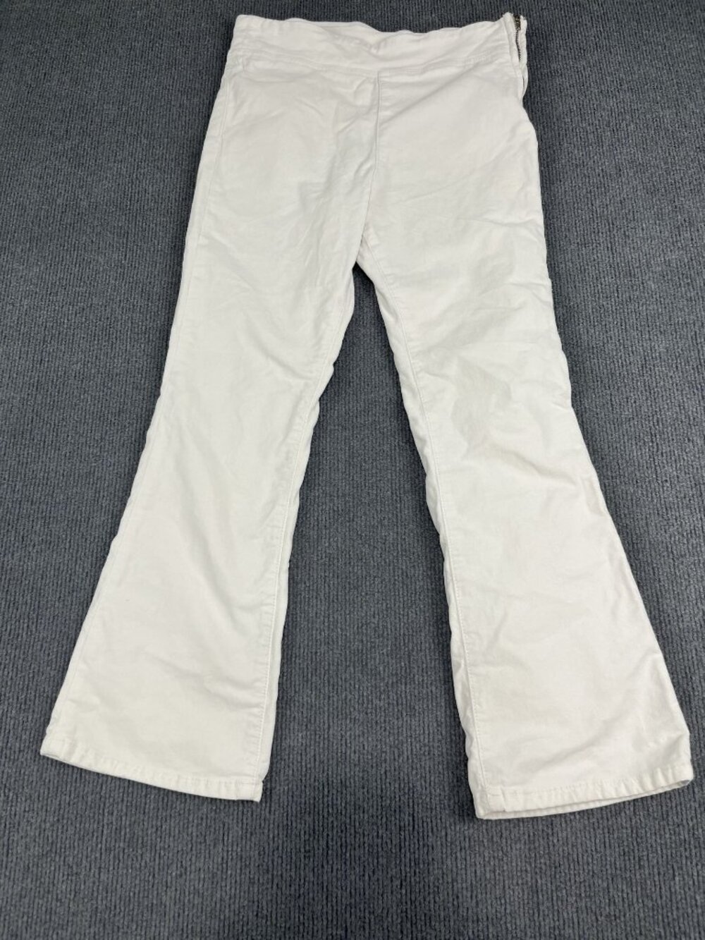 Free People Womens White Flared Pants With Side Zipper Size S